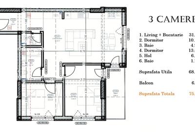 3 camere - 2 bai - 75 mpu - Metrou Berceni 400m - Bloc Nou 2025 - 8