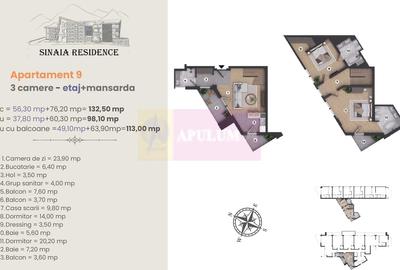 Apartament cu 3 camere cu finisaje de LUX in Sinaia la etaj + mansarda - 12