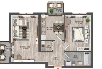 Apartament la cheie cu 2 camere decomandate si 2 balcoane zo - 4