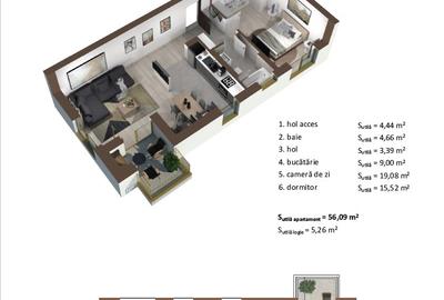 Apartament cu 2 camere decomandat în Mehala - 6