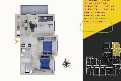 Apartament cu 3 camere decomandat în Cățelu - 4