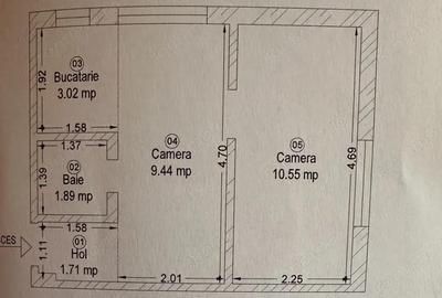 Apartament cu 2 camere nedecomandat, mobilat în Șagului