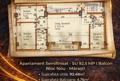 Apartament cu 4 camere semidecomandat în Mărăști - 1