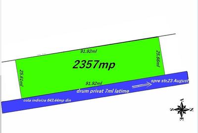 Teren intrav.3000mp(2357m+cota dr)91.92m desch. ,dezmembrat,auth,ctie pe 2loturi - 2