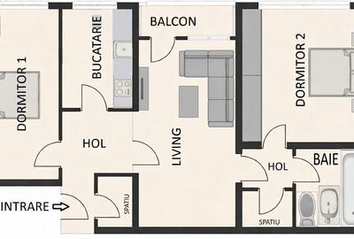 Apartament cu 3 camere semidecomandat în Simeria - 1