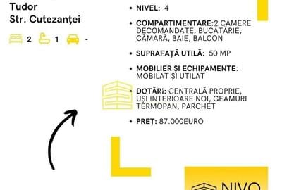 Apartament 2 camere - Tg. Mureș - Tudor - Str. Cutezanței - 8