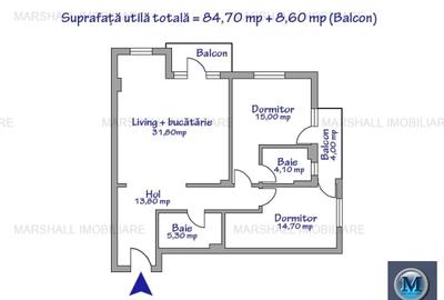 Apartament 3 camere de vanzare, zona Albert, 93.3 mp #16503 - 13