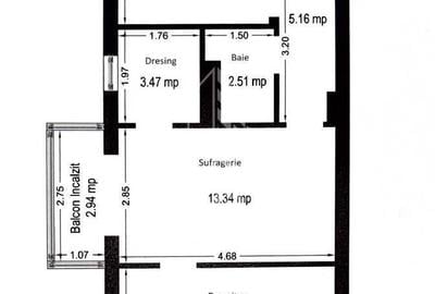 Apartament 2 camere,etaj 3,centrala proprie,zona Dacia - 10