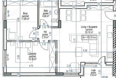 Apartament cu 3 camere semidecomandat în Florești - 1