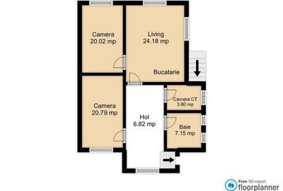 Apartament cu 3 camere la casa | Curte 130 mp | Zona Grivitei strada Vulcan - 32