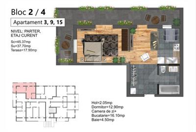 Apartament cu 2 camere în Sud - 1