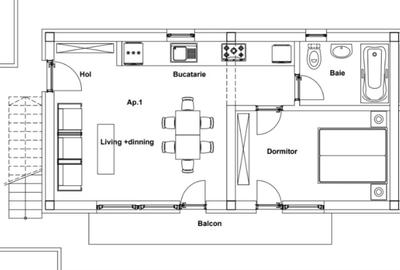 Apartament cu 2 camere, mobilat în Rediu - 1