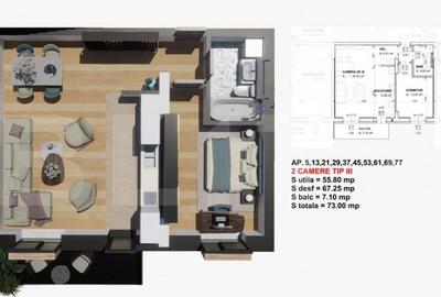 Comision 0% la cumparator! Apartament 2 camere, 60.5 mp, zon - 8