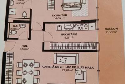Vand apartament nou , 2 camere.