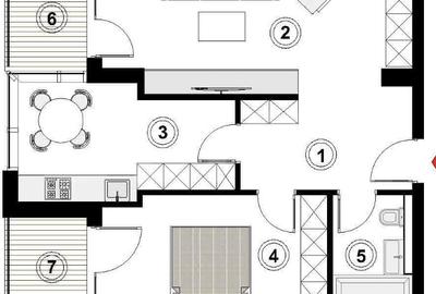 Apartament 2 camere decomandate, 2 balcoane, intermediar, zona Sopor - 1