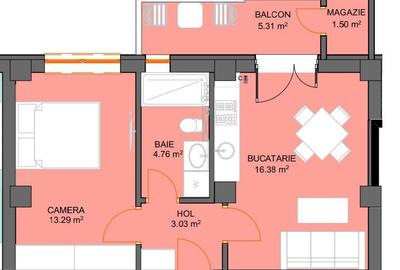 Apartament cu 2 camere decomandat în Șelimbăr - 10