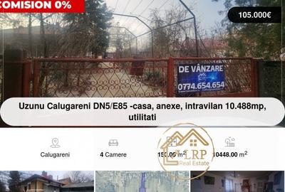 Uzunu Calugareni DN5/E85 -casa, anexe, intravilan 10.488mp, utilitati