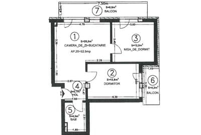 Apartament cu 3 camere semidecomandat în Central