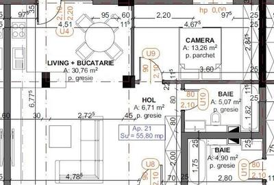 Apartament cu 2 camere semidecomandat în Central