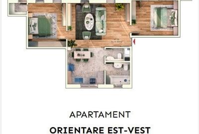 Apartament 3 camere, 70 mp, balcon, parcare subterana - 2