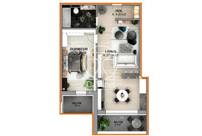 Apartament cu 2 camere semidecomandat, mobilat în Exterior Vest - 12