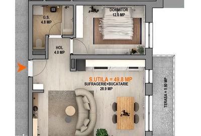 Apartament cu 2 camere decomandat în Central - 1