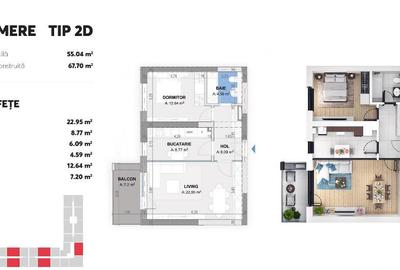 De vanzare Apartament 2 Camere TIP D in Plaza Residence Faza 6 - 1