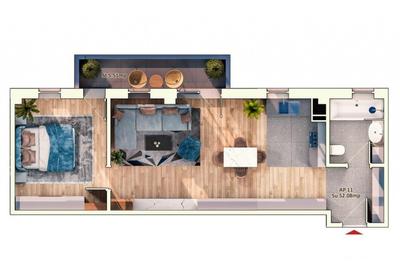 Apartament cu 2 camere semidecomandat în Central - 1