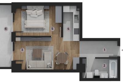 Apartament 2 Camere TIP A01, suprafață 54,92 m2, Zona Tatarasi-Venetia - 2