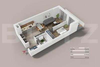 Apartament cu 2 camere, 52 mp, etajul 10  |Oxygen Residence - 3