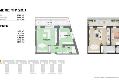 Apartament 2 Camere TIP 2C1 in Complex Doi Cocosi Residence - 2