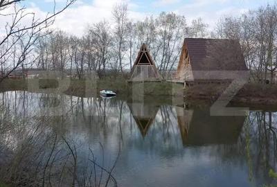 Teren cu iaz amenajat ?i doua cabane A - frame in construc?ie - 1