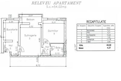 Apartament cu 2 camere semidecomandat, mobilat în Nord