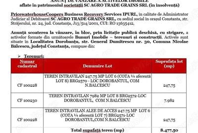 Anunt de vanzare active imobile loc DOROBANTU, CONSTANTA - 2