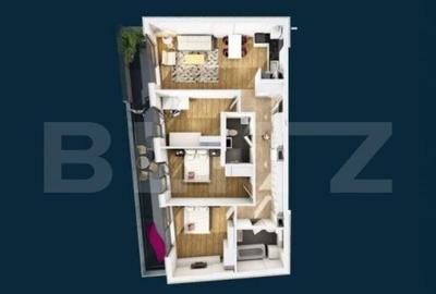 Apartament 4 camere, 91.87 mp, semifinisat, terasa 21.86 mp, - 1