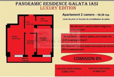 Apartament decomandat de vanzare in Iasi, Galata, 59,59 mp, bloc nou - 2