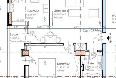 Apartament cu 2 camere, semidecomandat, 53 mp utili, logie 6,67, zona Aradului