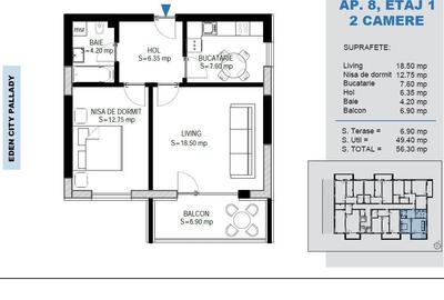Apartament cu 2 camere decomandat în Theodor Pallady - 2