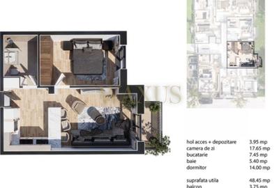 Apartament cu 2 camere în Baciu