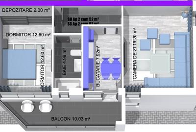 Apartament cu 2 camere decomandat în Cumpăna