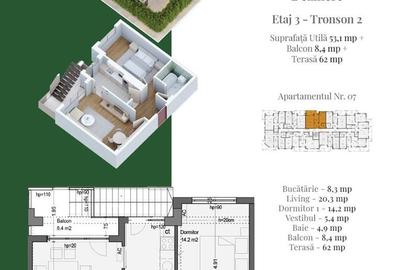 2 CAM. DECOMANDAT + TERASA 74MP. / METROU N. TECLU. COMISION 0%! - 2