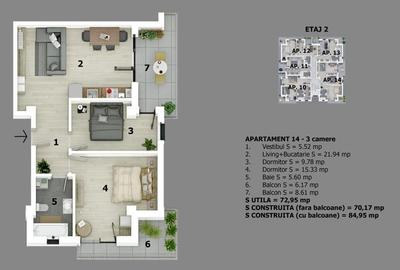 Apartament 3 camere | zona Maramures | Parc Unirii | Comision 0% - 13