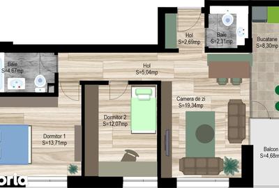 Apartament cu 3 camere decomandat în Central - 2