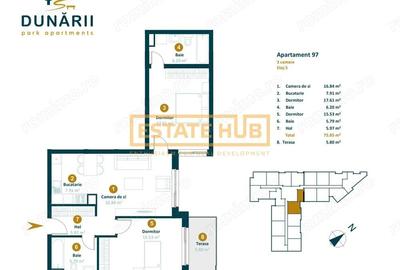 Apartament cu 3 camere semidecomandat în Între Lacuri - 8