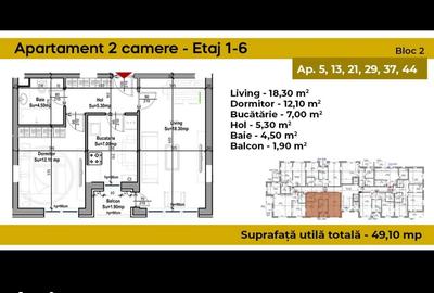 Apartament cu 2 camere în Central