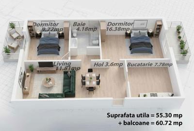 Apartament cu 3 camere decomandat în Lipovei - 3