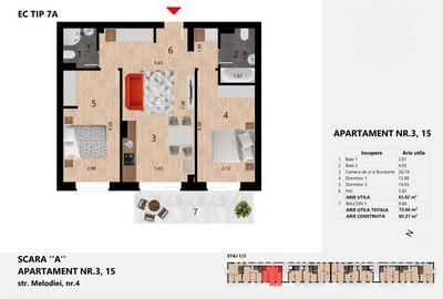 Apartament 3 camere 64 mp, Zorilor, langa liceul Waldorf, Bloc Nou, 0% Comision! - 1