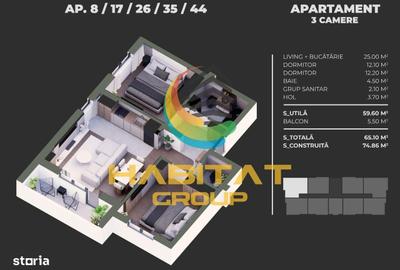 Apartament cu 3 camere decomandat în Central - 2