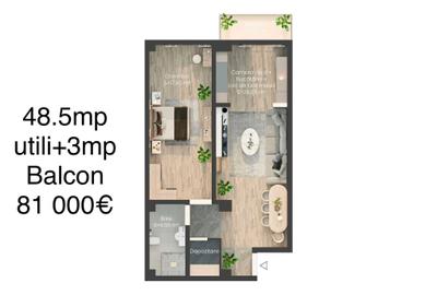 Apartament cu 2 camere semidecomandat în Valea Lupului