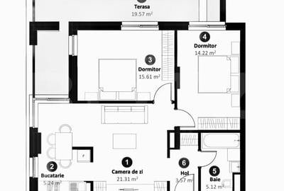 Apartament 3 camere, orientare S-V , etaj intermediar, zona Intre Lacuri - 6